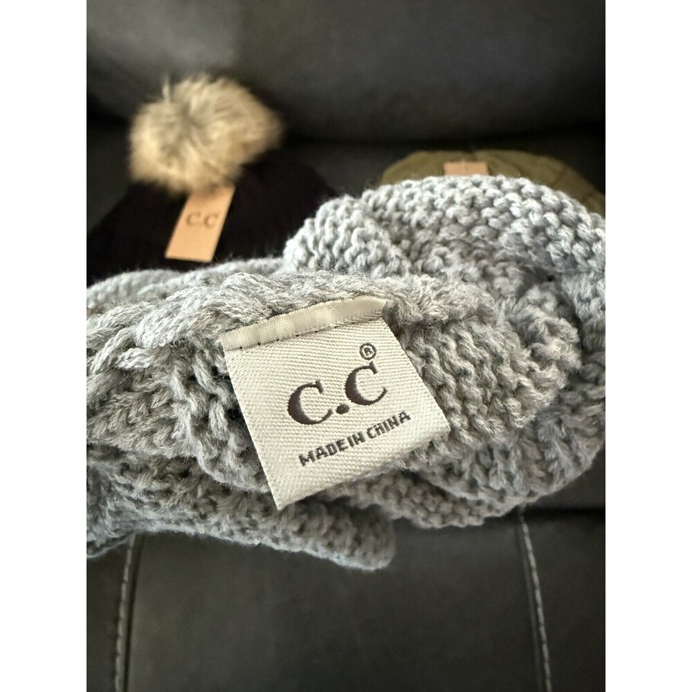 Bundle of 3 CC Beanie Woman’s Knit Slouchy Thick Cap Hat Solid Colors - Picture 10 of 16